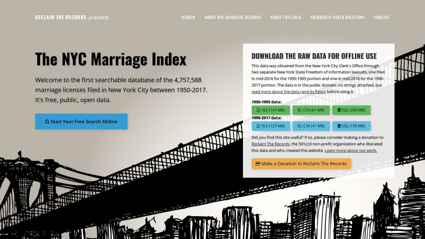 NYC Marriage Index - presented by Reclaim The Records